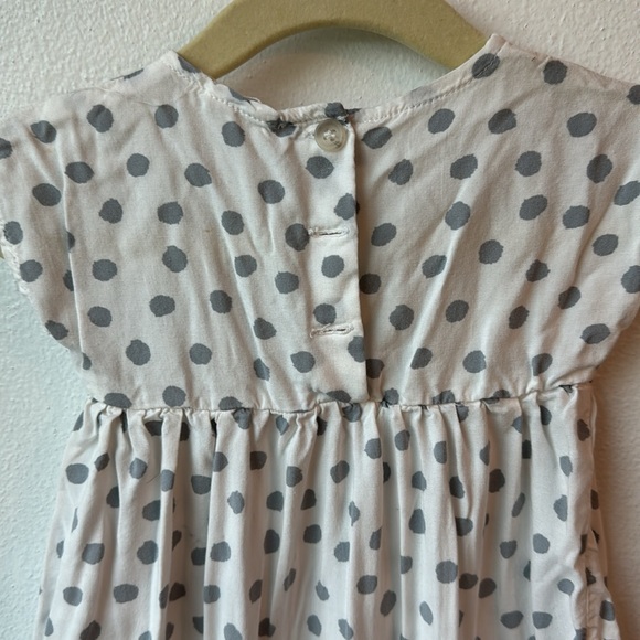 Le Petit Coco White Dress with Gray Dots & matching Diaper Cover Bloomer Set 9M - Picture 6 of 9